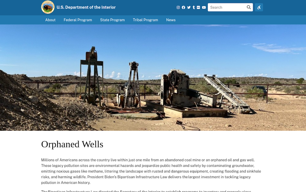 U.S. Department of the Interior - Orphaned Wells